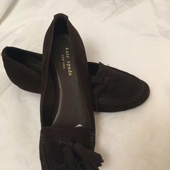 Kate Spade brown suede loafers tassels shoes size 7 - Picture 3 of 8